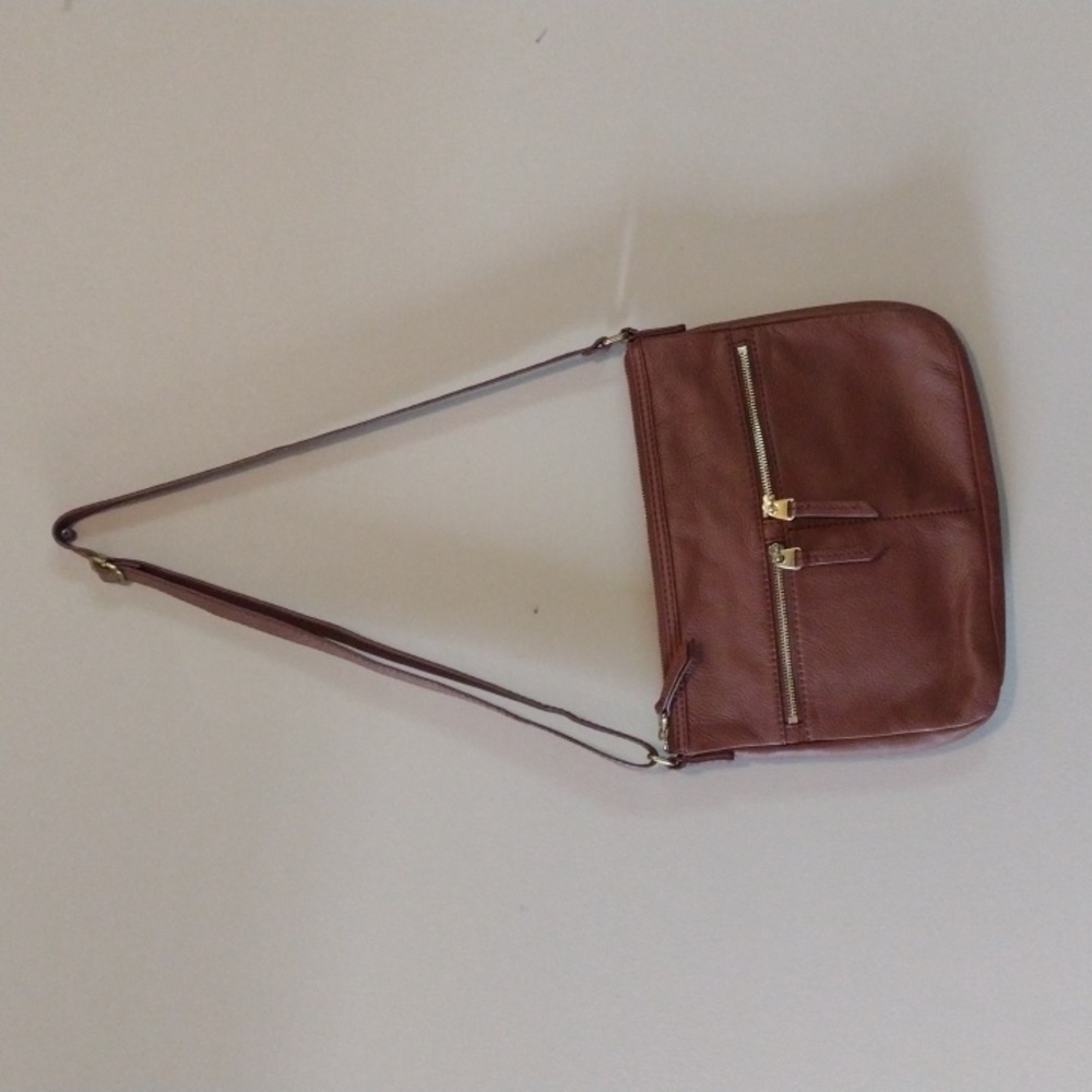 Fossil Pebbled Crossbody Brown